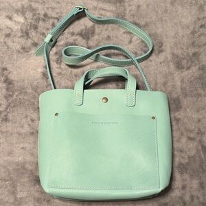 Portland Leather Goods Mint Green Leather Mini Crossbody Tote